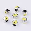 Rondelle Silver Color Plated Alloy Enamel European Large Hole Beads MPDL-F013-01S-NR-2