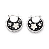 Flower Brass Enamel Hoop Earrings EJEW-Z157-02P-1
