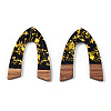 Opaque Resin & Walnut Wood Pendants RESI-N039-42-3