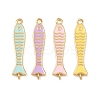 Brass Enamel Fish Connector Charms KK-L255-15G-1