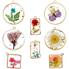 8Pcs 8 Styles Transparent Epoxy Resin Inner Flower Pendants RESI-SC0003-33-1
