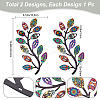 2Pcs 2 Style Iron Tree Leaf Wall Decor AJEW-CN0001-53-2
