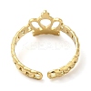 304 Stainless Steel Hollow Crown Open Cuff Ring for Women RJEW-I098-21G-3