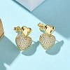 Brass Micro Pave Clear Cubic Zirconia Stud Earrings for Women EJEW-U034-01G-01-2