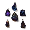 Electroplated Raw Natural Quartz Crystal Pendants G-Q481-20P-02-1