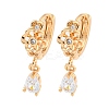 Brass Micro Pave Clear Cubic Zirconia Hoop Earrings EJEW-A107-10B-KCG-1