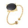 Ion Plating(IP) 304 Stainless Steel Enamel Oval Cuff Finger Rings RJEW-L107-076B-G-1