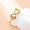 Brass Micro Pave Clear Cubic Zirconia Cuff Rings for Women RJEW-U047-21G-2
