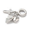 Brass Micro Pave Clear Cubic Zirconia European Dangle Charms KK-D502-13B-P-2