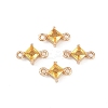 Brass Pave Glass Rhombus Links Connector Charms GLAA-Q088-001D-1