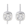 Brass Pave Clear Cubic Zirconia Stud Earring Findings LS-KK-F875-01P-1
