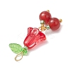Natural Dyed Yellow Jade & Carnelian & Rose Quartz & Amethyst & Dyed Blue Quartz Round & Glass Flower Fruit Pendants PALLOY-MZ00847-5
