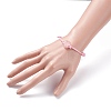 Natural Rose Quartz Heart Braided Cord Bracelet BJEW-JB07685-02-3