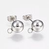 201 Stainless Steel Ball Stud Earring Post STAS-F088-01P-1