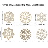 12Pcs 6 Styles Wood Cup Mats AJEW-CJ0001-37-2