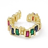 Colorful Cubic Zirconia Open Cuff Rings EJEW-F294-20G-3