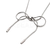 304 Stainless Steel Round Snake Chain Bowknot Pendant Necklaces for Women NJEW-Z050-01P-01-2