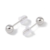 Anti-Tarnish Rhodium Plated Round 999 Fine Silver Stud Earrings for Women LS-EJEW-S215-17P-3