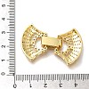 Rack Plating Bowknot Brass Micro Pave Clear Cubic Zirconia Fold Over Clasps KK-H512-09G-3