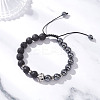 Non-Magnetic Synthetic Hematite & Natural Lava Rock Beads Braided Bead Bracelets BJEW-JB12611-03-2
