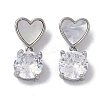 Brass & Shell & Clear Cubic Zirconia Pendants KK-G497-13P-1