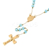Ion Plating(IP) Crucifix Cross 304 Stainless Steel Rosary Bead Necklaces NJEW-M075-03G-05-2