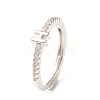Clear Cubic Zirconia Initial Letter Adjustable Ring RJEW-C052-01P-H-1