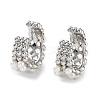 Brass Cuff Earrings with ABS Imitation Pearl Beaded EJEW-D088-16P-1