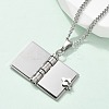 304 Stainless Steel Book Pendant Necklaces for Women NJEW-U037-01A-P-2