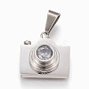 304 Stainless Steel Cubic Zirconia Pendants STAS-F168-34P-1