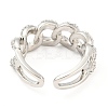 Curb Chains Shape Brass Open Cuff Rings with Cubic Zirconia RJEW-Q781-04P-3