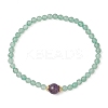 Natural Green Aventurine & Amethyst Round Beaded Stretch Bracelets for Women BJEW-JB11928-02-2