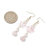 Natural Rose Quartz Butterfly Dangle Earrings EJEW-JE06317-01-3
