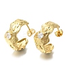 Rack Plating C-Shaped Brass Pave Clear Cubic Zirconia Stud Earrings EJEW-H016-40G-1