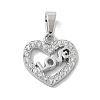 304 Stainless Steel Micro Pave Cubic Zirconia Pendants STAS-Z107-04P-10-1