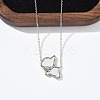 304 Stainless Steel Pave Natural White Shell Cute Cat Shaped Pendant Necklaces for Women NJEW-M101-01P-2