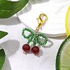 5Pcs Cherry Natural Carnelian & Glass Seed Beads Pendant Decorations HJEW-SZ00021-1