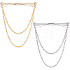 2Pcs 2 Colors Brass Hanging Chains Collar Pins Tie Clips AJEW-GF0007-55-1