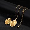 304 Stainless Steel Oval Locket Pendant Cable Chain Necklaces for Women NJEW-M050-04D-G-2