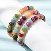Dyed Natural White Jade Rainbow Rondelle Beaded Stretch Bracelets for Women GG-CBA3F02-04-3