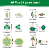40Pcs 10 Style Light Gold Plated Alloy Enamel Pendants ENAM-AR0001-21-5