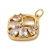 Brass Micro Pave Cubic Zirconia Pendants KK-P308-69G-2