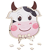 Cow Theme Wooden Baby Shower Guest Book for Birthday Party AJEW-WH0270-345-1