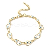Brass Enamel Flat Round Evil Eye Link Chain Bracelets for Women BJEW-G764-01G-03-4