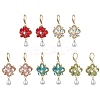 Flower with Teardrop Glass Beads Dangle Earrings EJEW-MZ00670-2