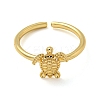 Rack Plating Brass Sea Turtle Open Cuff Rings for Women LS-RJEW-C081-02G-2