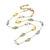 304 Stainless Steel with Glass Necklaces LS-NJEW-B077-09G-1