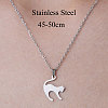 Non-Tarnish 201 Stainless Steel Cat Pendant Necklace NJEW-OY001-06-3