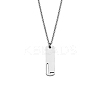 304 Stainless Steel Rectangle with Laser Cut Initial Pendant Necklaces FS-WG71FEF-16-1