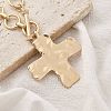 Alloy Textured Cross Pendant Ring Link Chain Necklaces for Women NJEW-B120-03-3